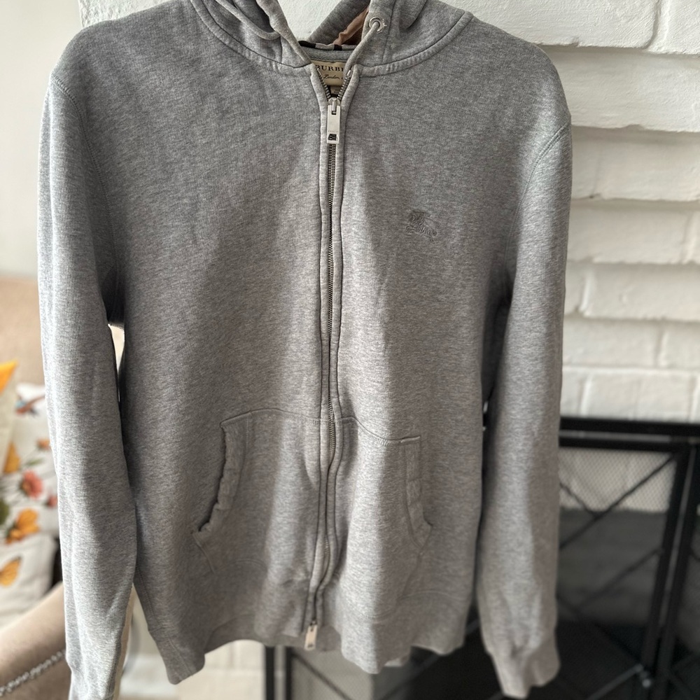 Burberry Grey Full-Zip Hooded Sweatshirt - Picture 2 of 8